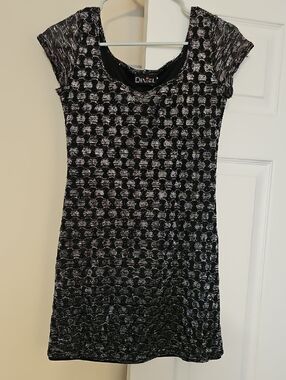 Black and Silver Short Mini Dress